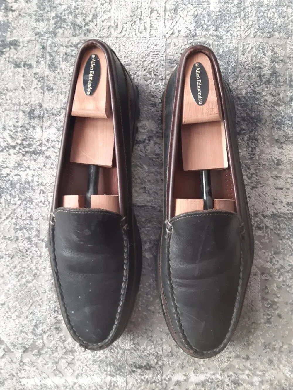 Mens Allen Edmonds Boulder black leather driving loafers, size 13